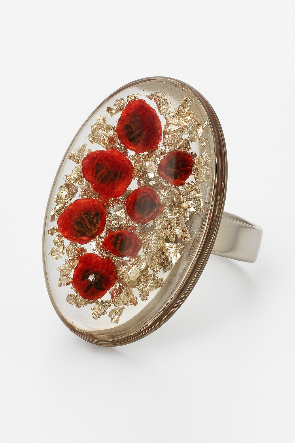 Ring med röda blommor