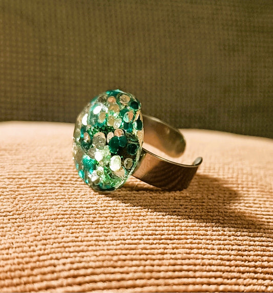 Ring grön strass